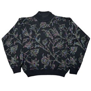 Vintage Ice Made in Italy Black Floral Sweater, Small